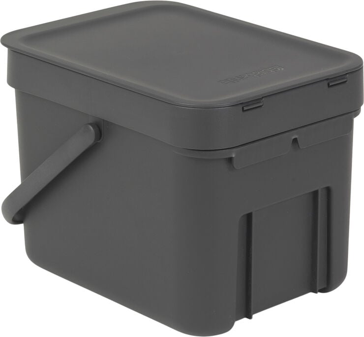 Affaldsspand m/låg sort.kon. 6 ltr