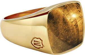 Men's Gold Plated Signet Ring with Brown Tiger Eye