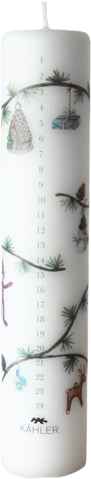 Hammershøi Christmas Kalenderlys 2024 Ø5 cm hvid m. deko