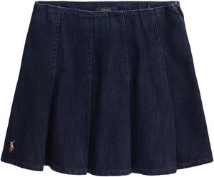 Pleated Cotton Denim Skirt