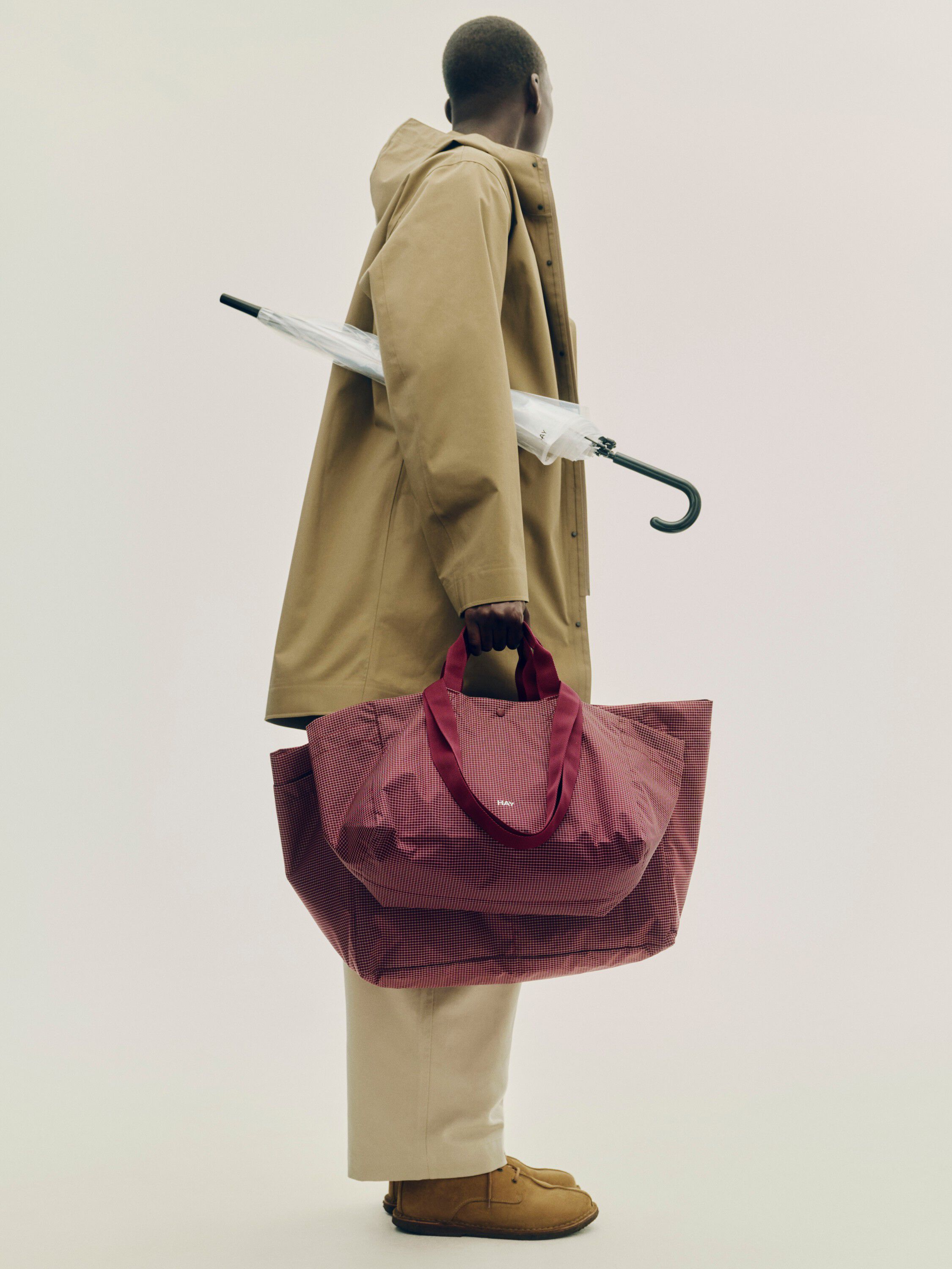 Grid Weekend Bag-Small-Burgundy
