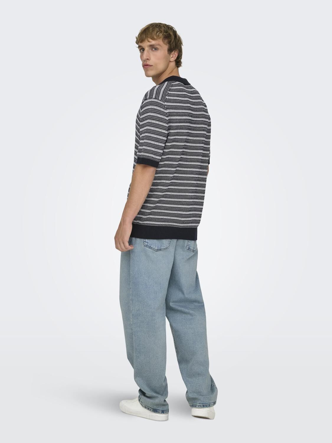 Onstilo Life Reg Ss Split Neck Knit Noos