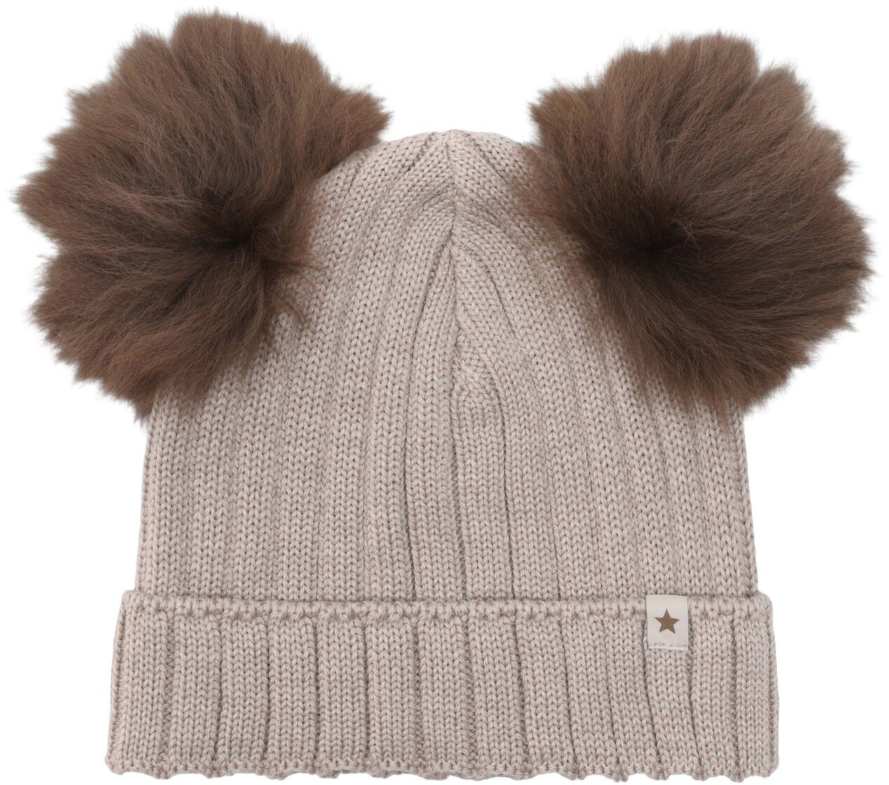 Hat Knit Alpaca Pompoms