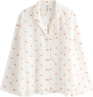 Pyjama shirt in seersucker with lon
