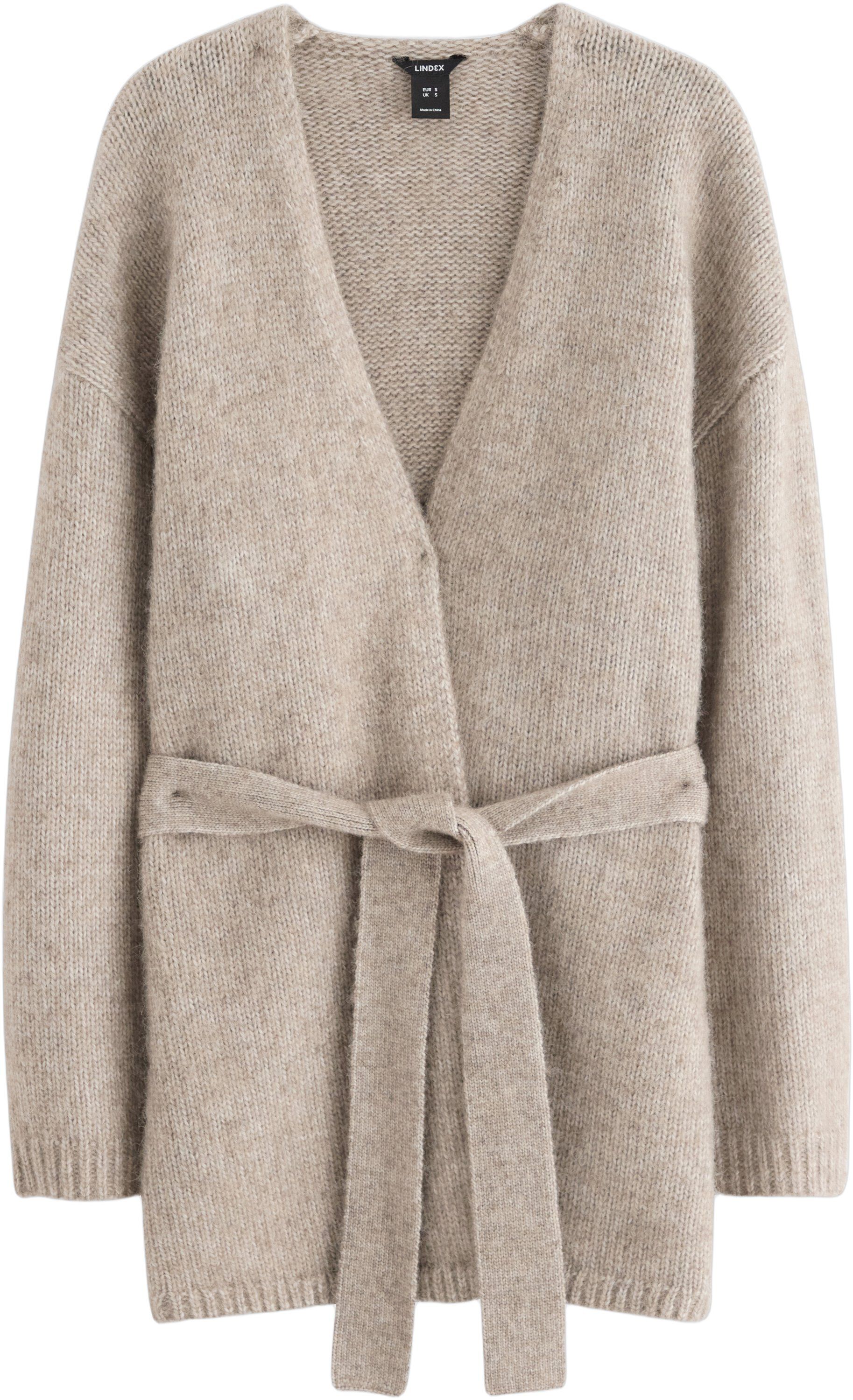 Myk sl&aring;-om-kofte med bindeb&aring;nd.