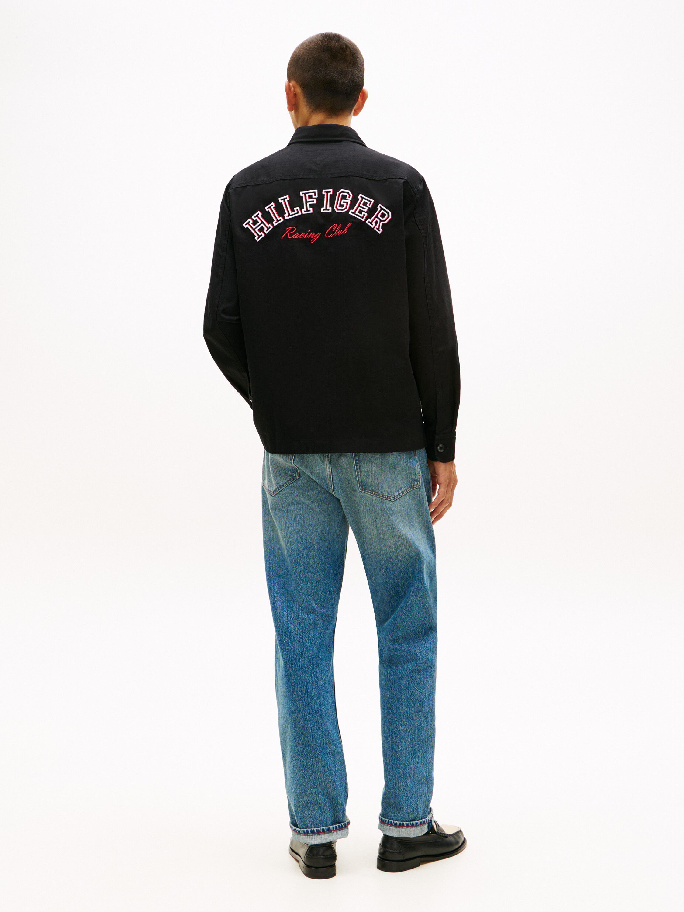 Back Logo Herringbone Relaxed Fit Overshirt