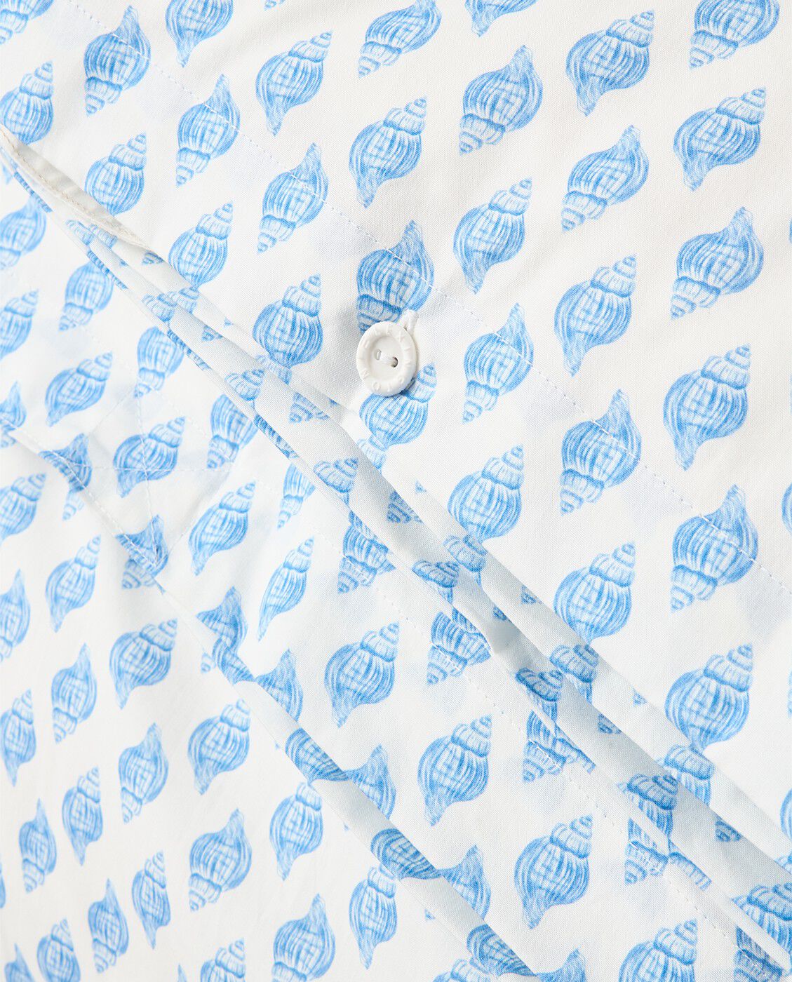 Senges�t med tryk i bomuld poplin hvid/bl�