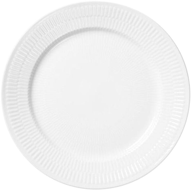 Hvid Riflet 27 cm. tallerken