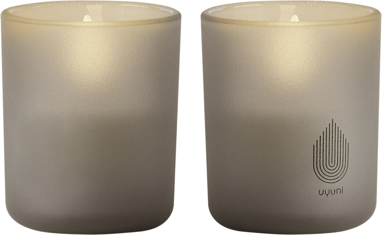 Glass Candle, Sandstone, 2-pack, 6x7 cm