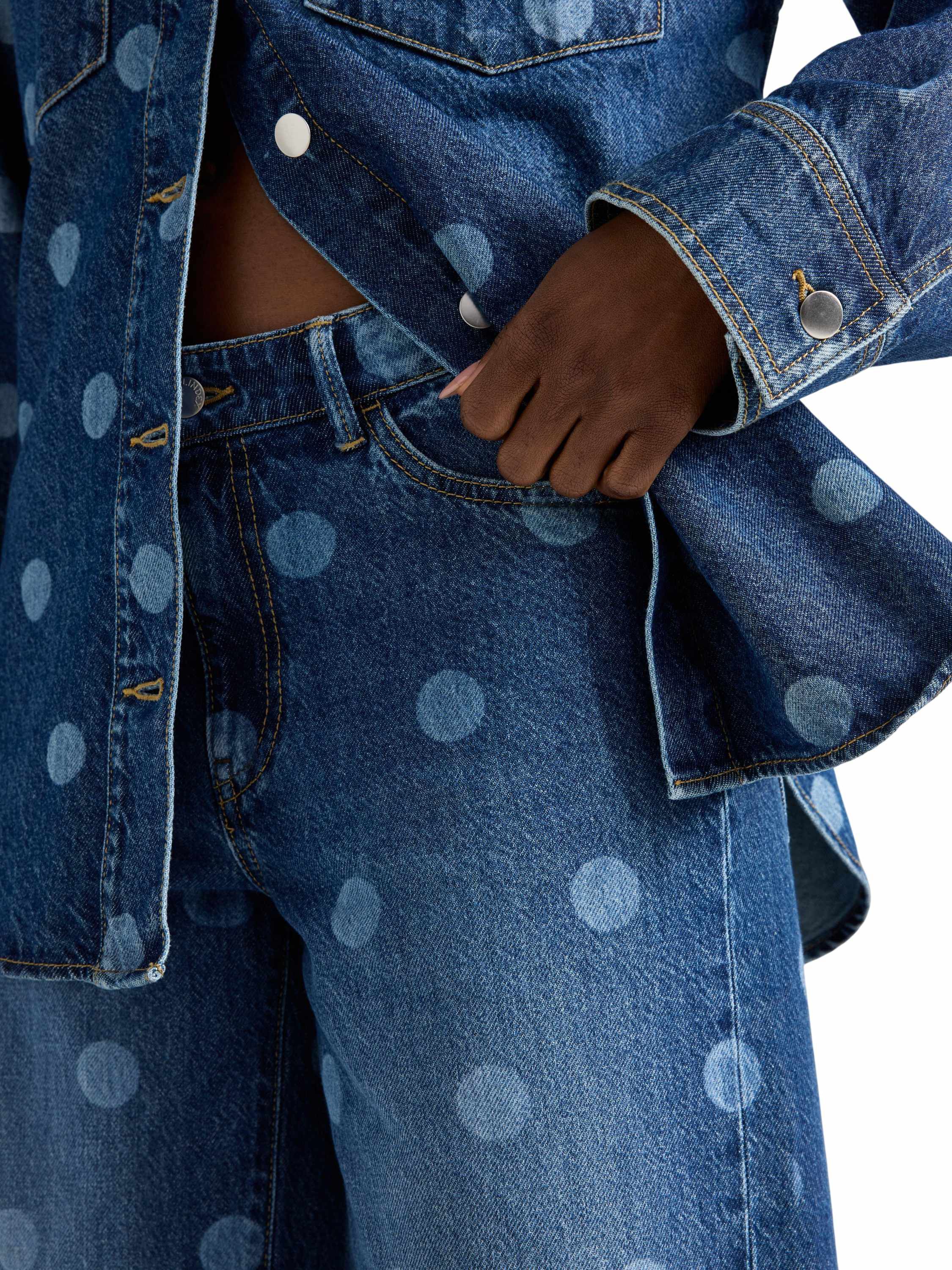 Midtaljede jeans i bomuldsdenim med