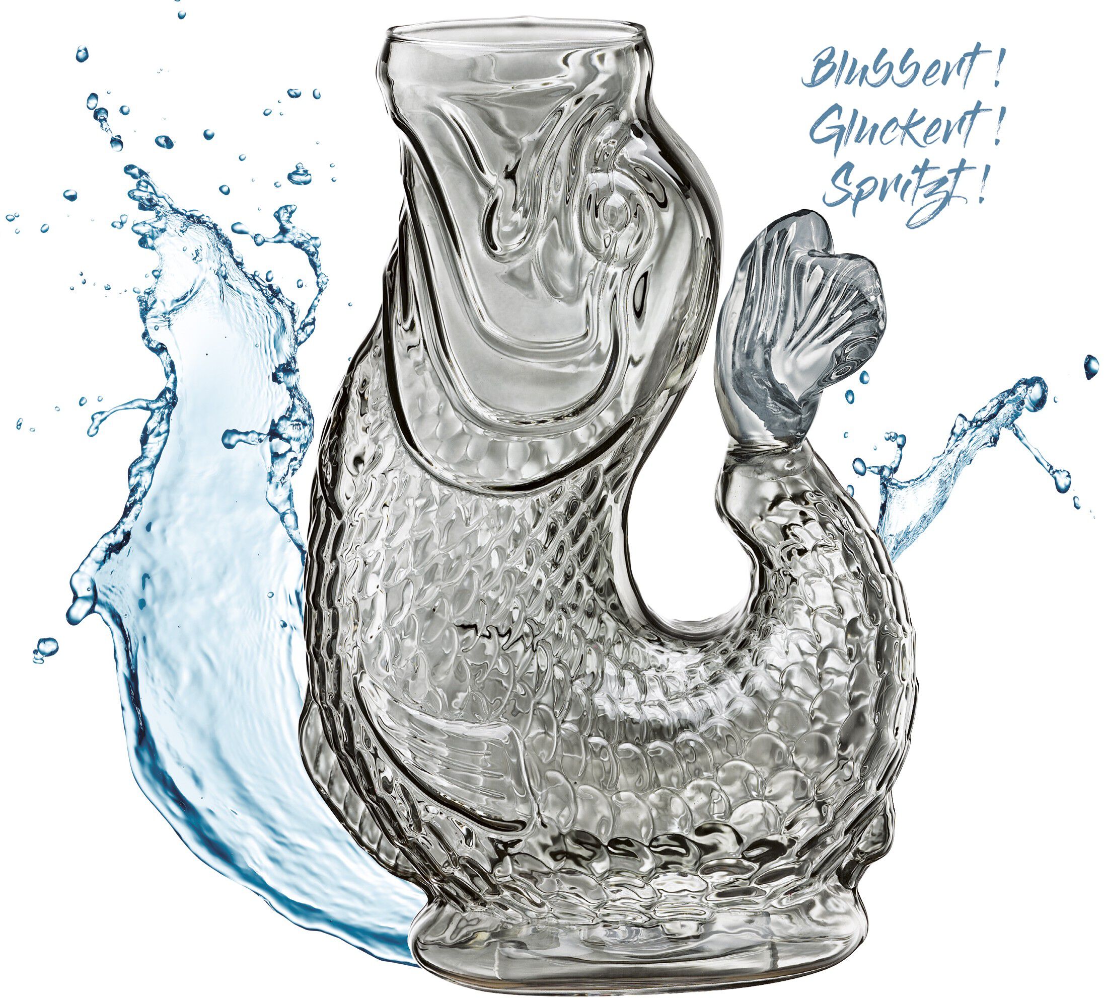 Vandkaraffel fisk, gr&aring;, glas, NEMO