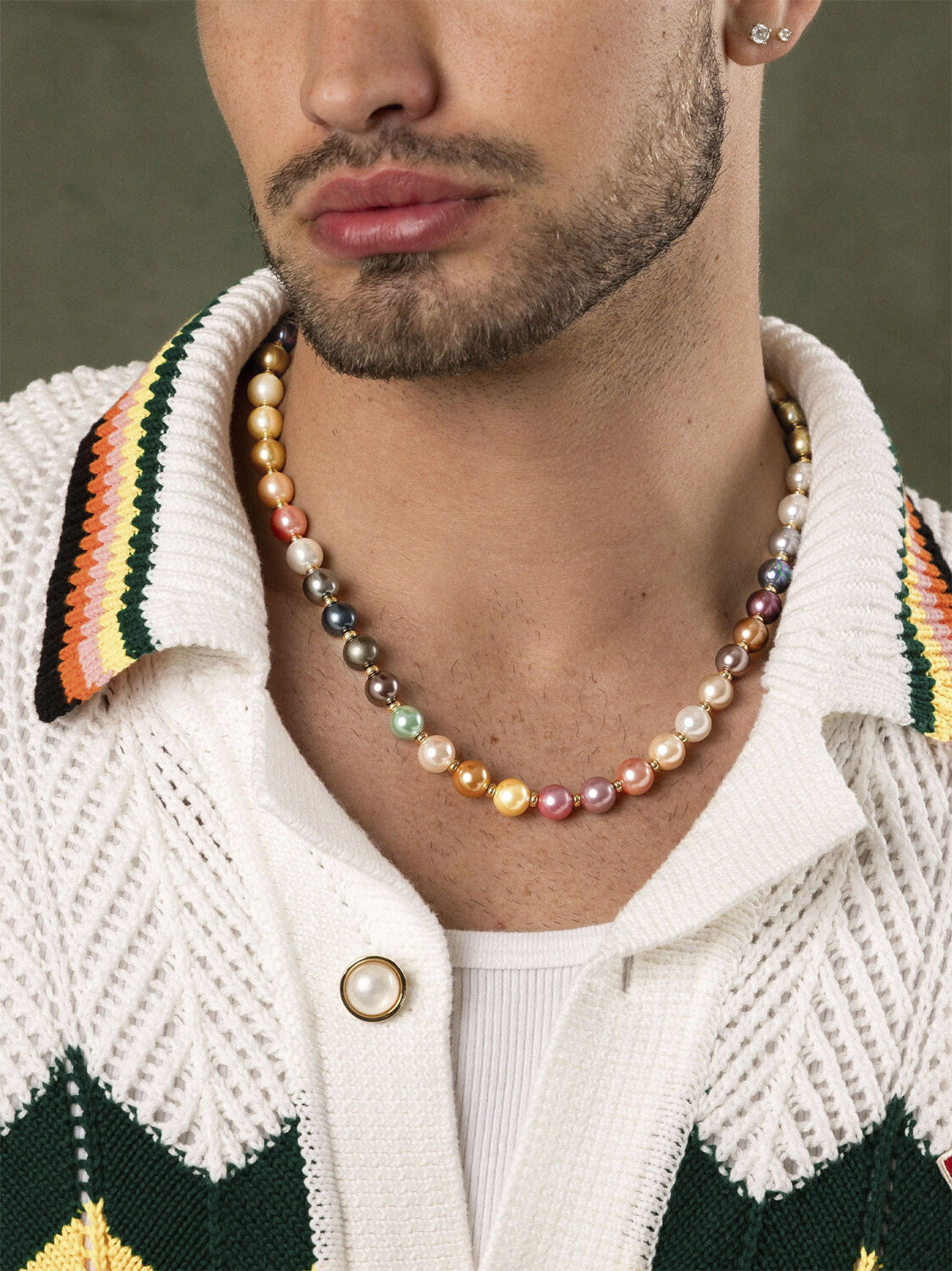 Pastel Pearl Necklace with Gold Plating