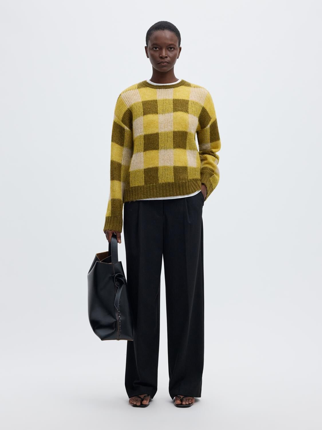 Slwlulu Loose Ls Check Knit O-Neck