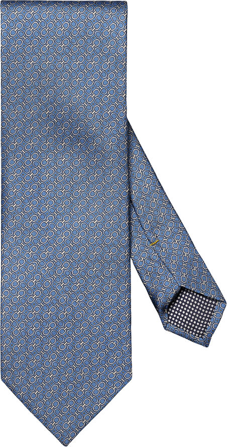 Mid Blue Geometric Print Silk Tie