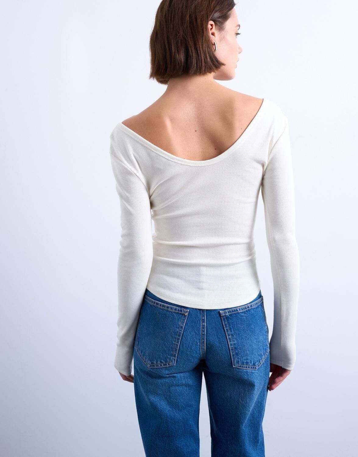 Tswendy Ls V-Neck Top Jrs