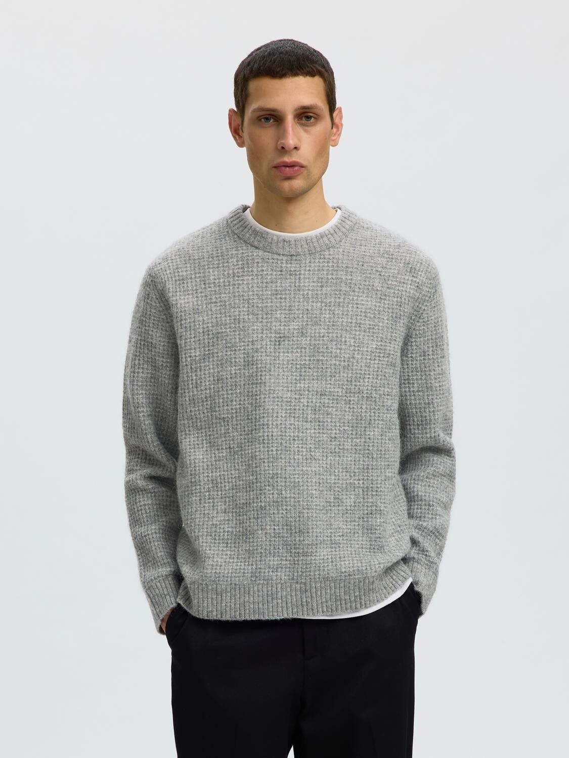 Slmrai Ls Knit Waffle Crew Neck