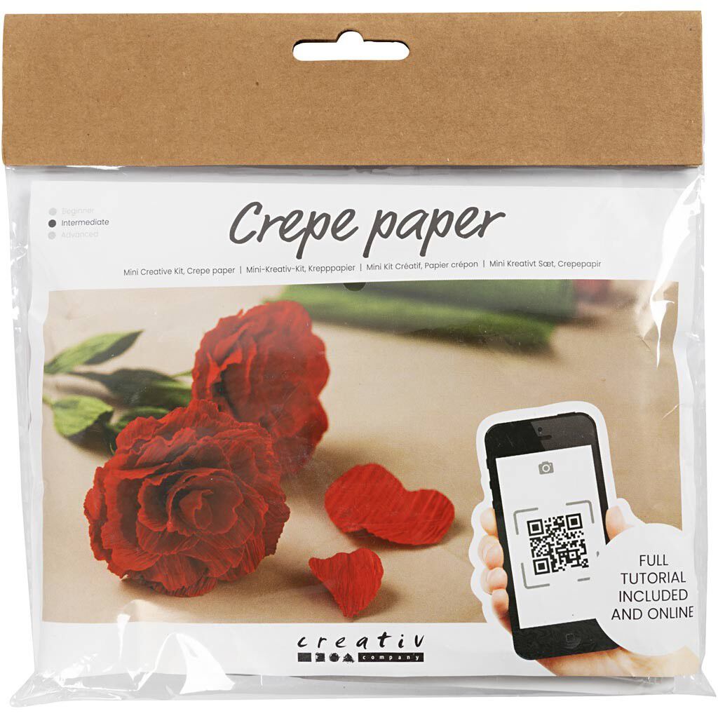 Mini DIY Kit Crepepapir, Roser, Str&aelig;k/crepe: 180%, 105 g.