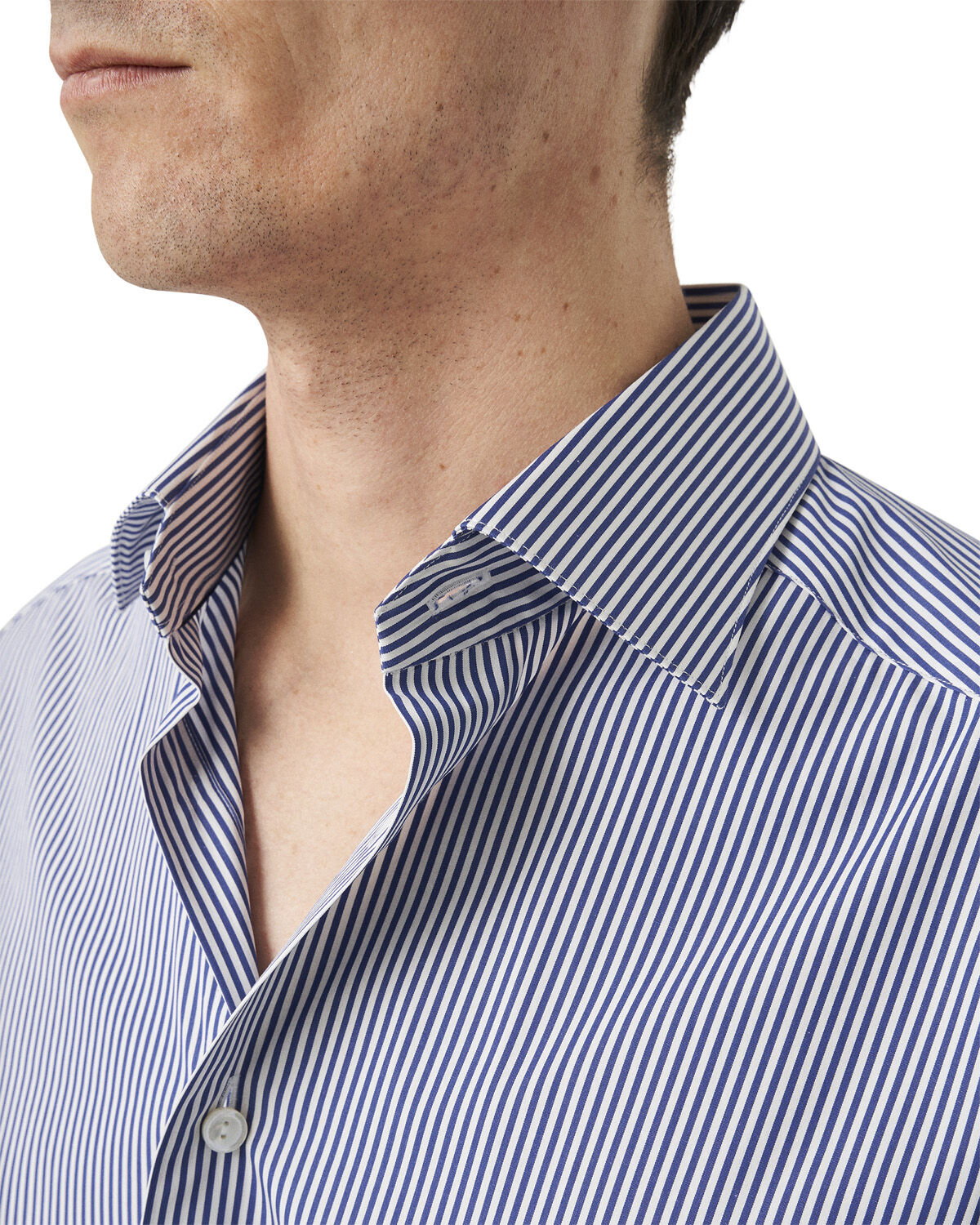 Contemporary Fit Dark Blue Bengal Striped Elevated Poplin Shirt