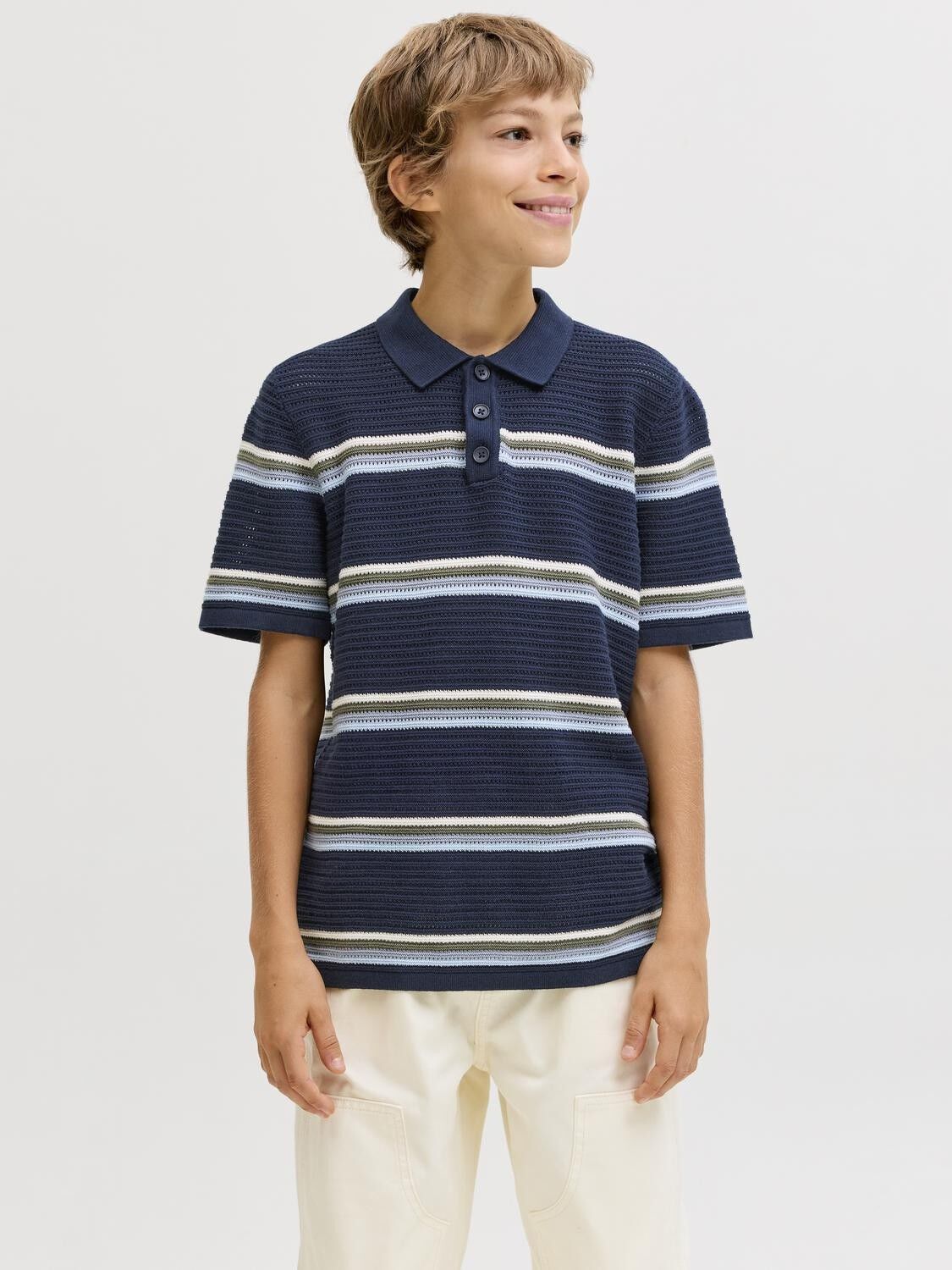 Jormaine Knit Stripe Polo Jnr