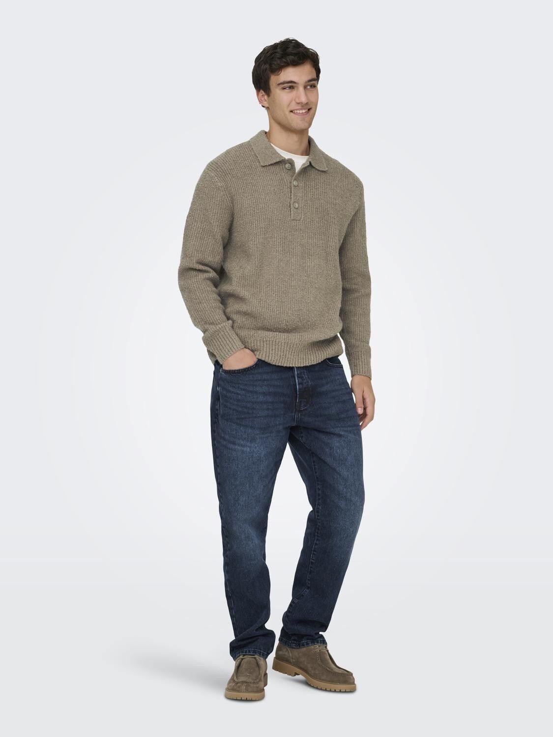 ONSDALE LIFE RLX LS POLO KNIT