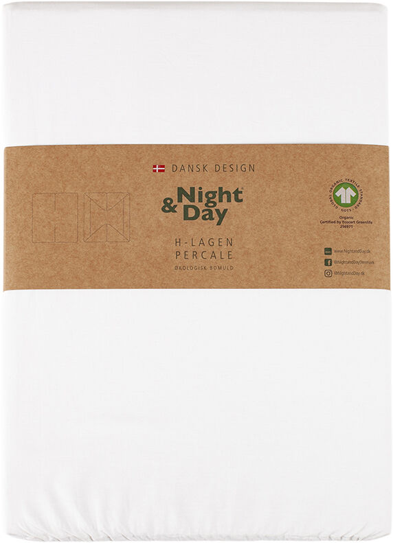 &Oslash;kologisk H-split lagen, percale - GOTS, hvid