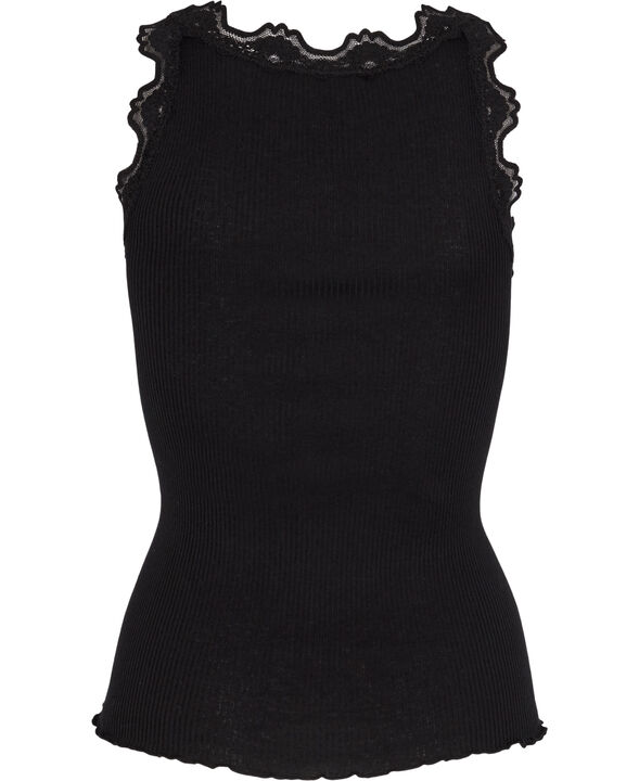 Silk top regular w/vintage lace