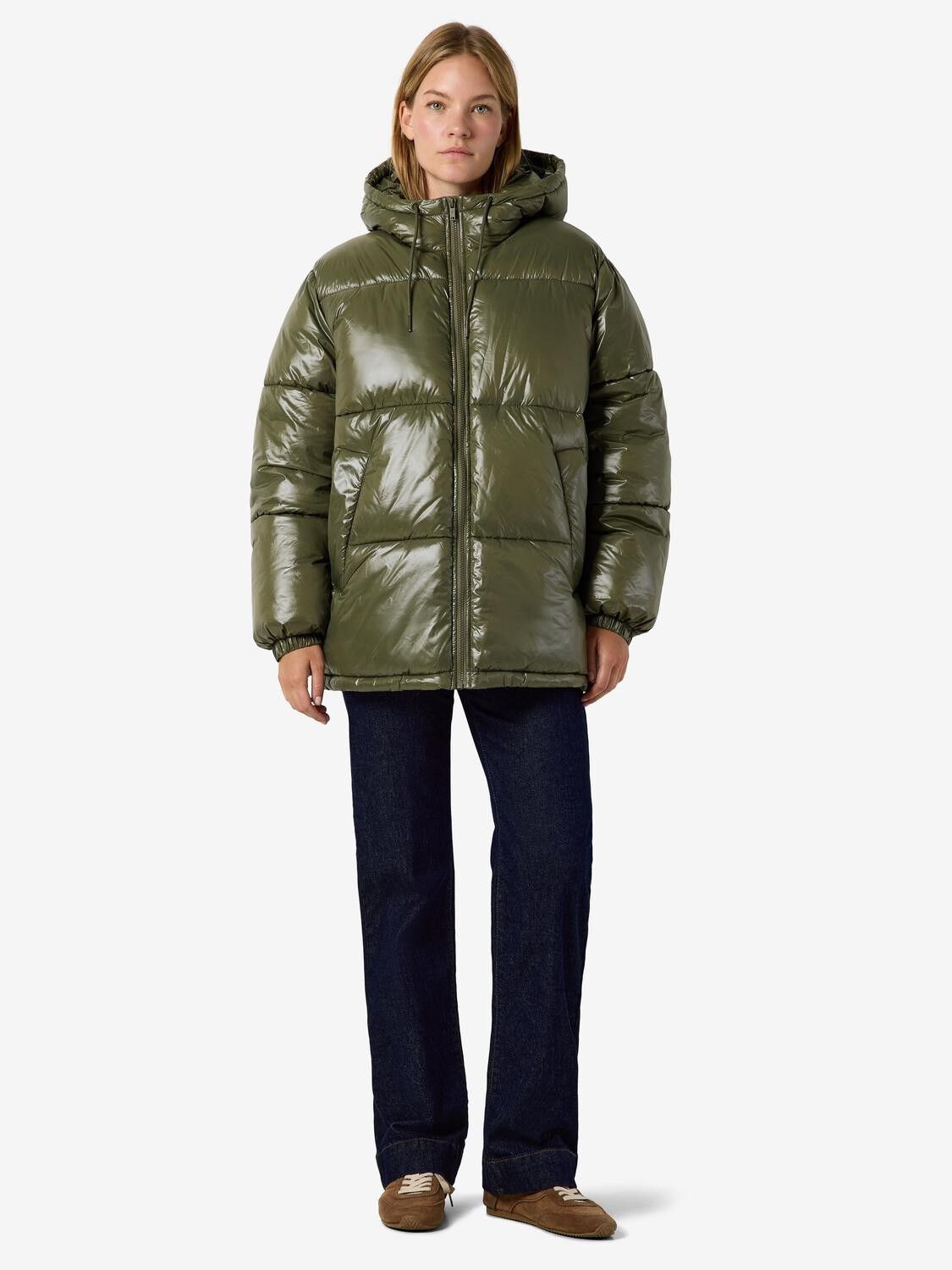 Nmallie Shiny Hood Long Jacket