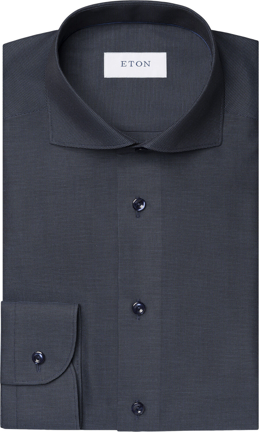 Slim Fit Navy Blue Semi Solid Signature Dobby Shirt
