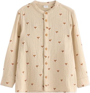 Long-sleeved shirt in woven cotton