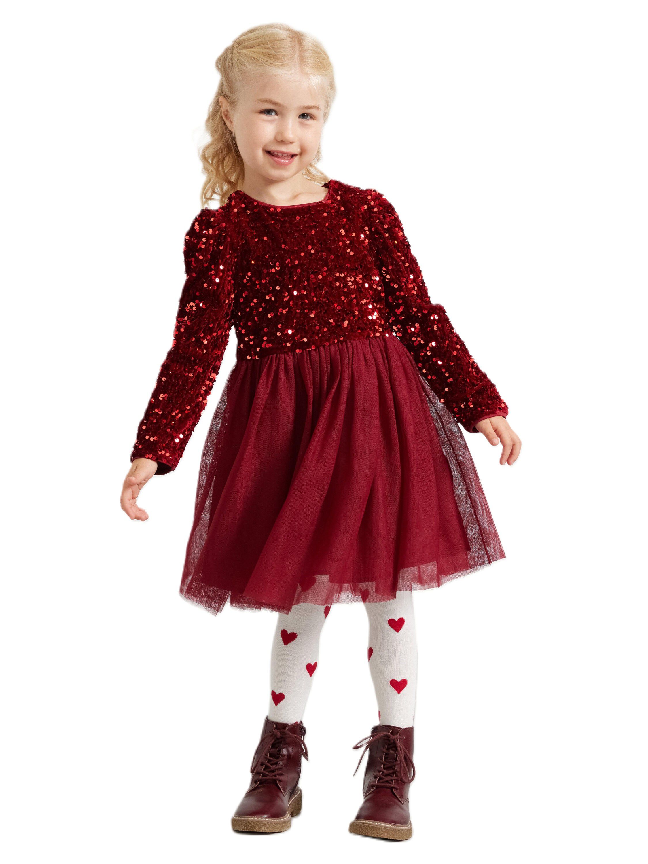 Festive long sleeve dress with a se