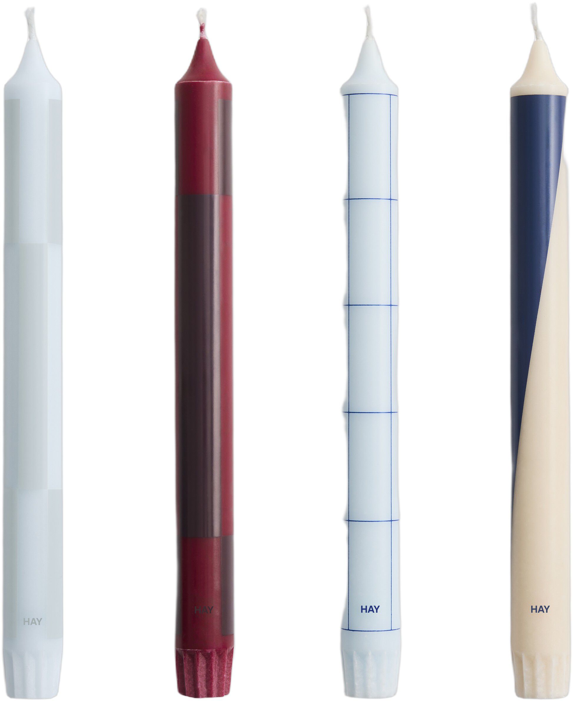 Pattern Candle-Blues and bordeaux, Set of 4