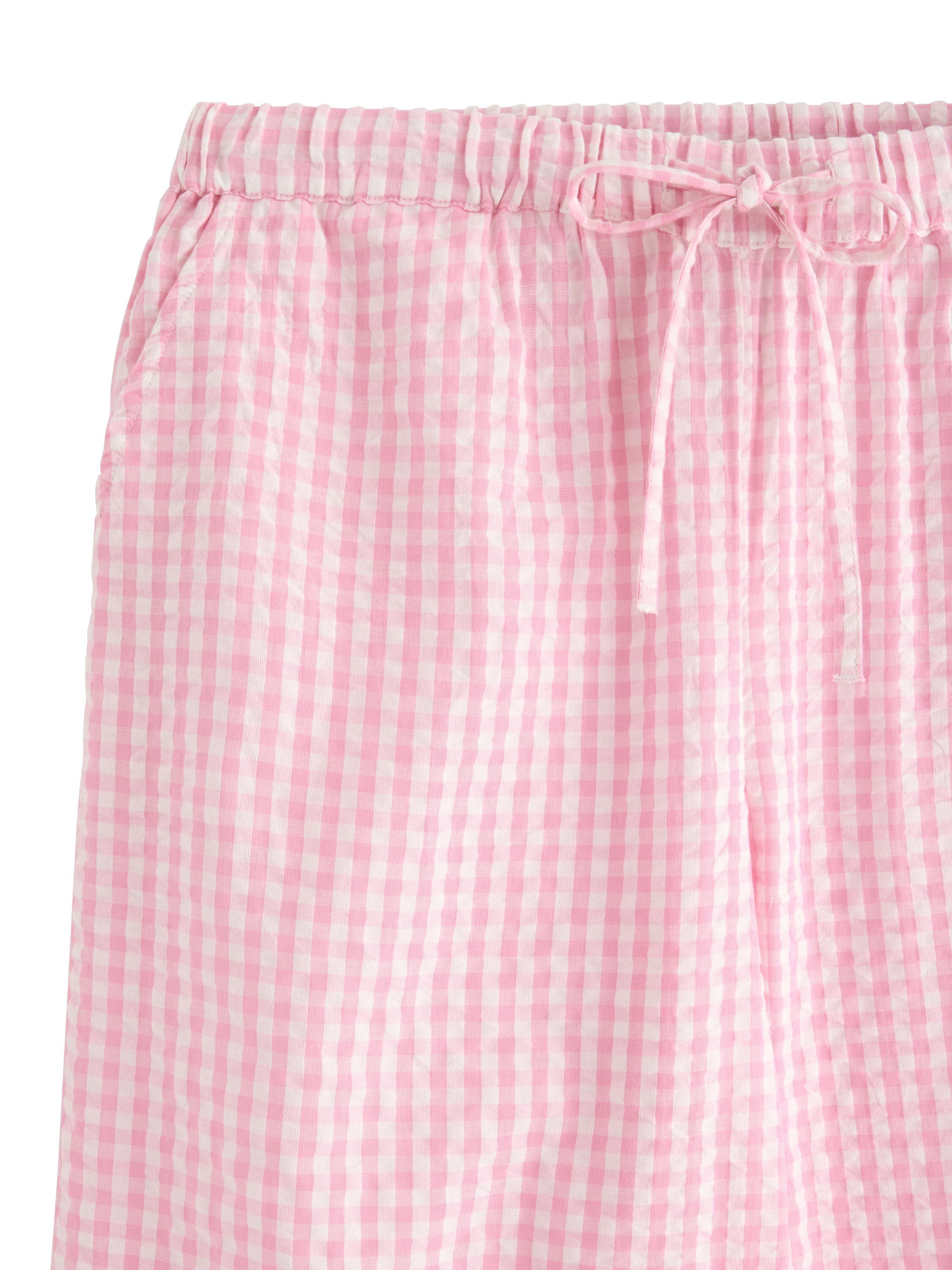 Pyjamasbukser i bl&oslash;d seersucker med