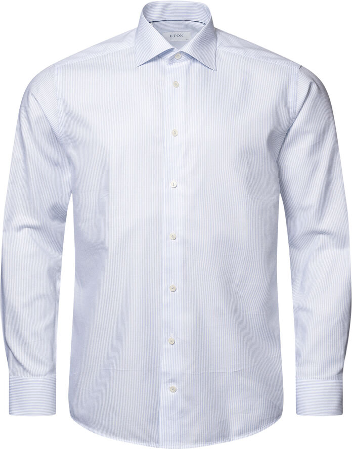 Slim Fit Light Blue Striped Oxford Cotton Tencel Shirt