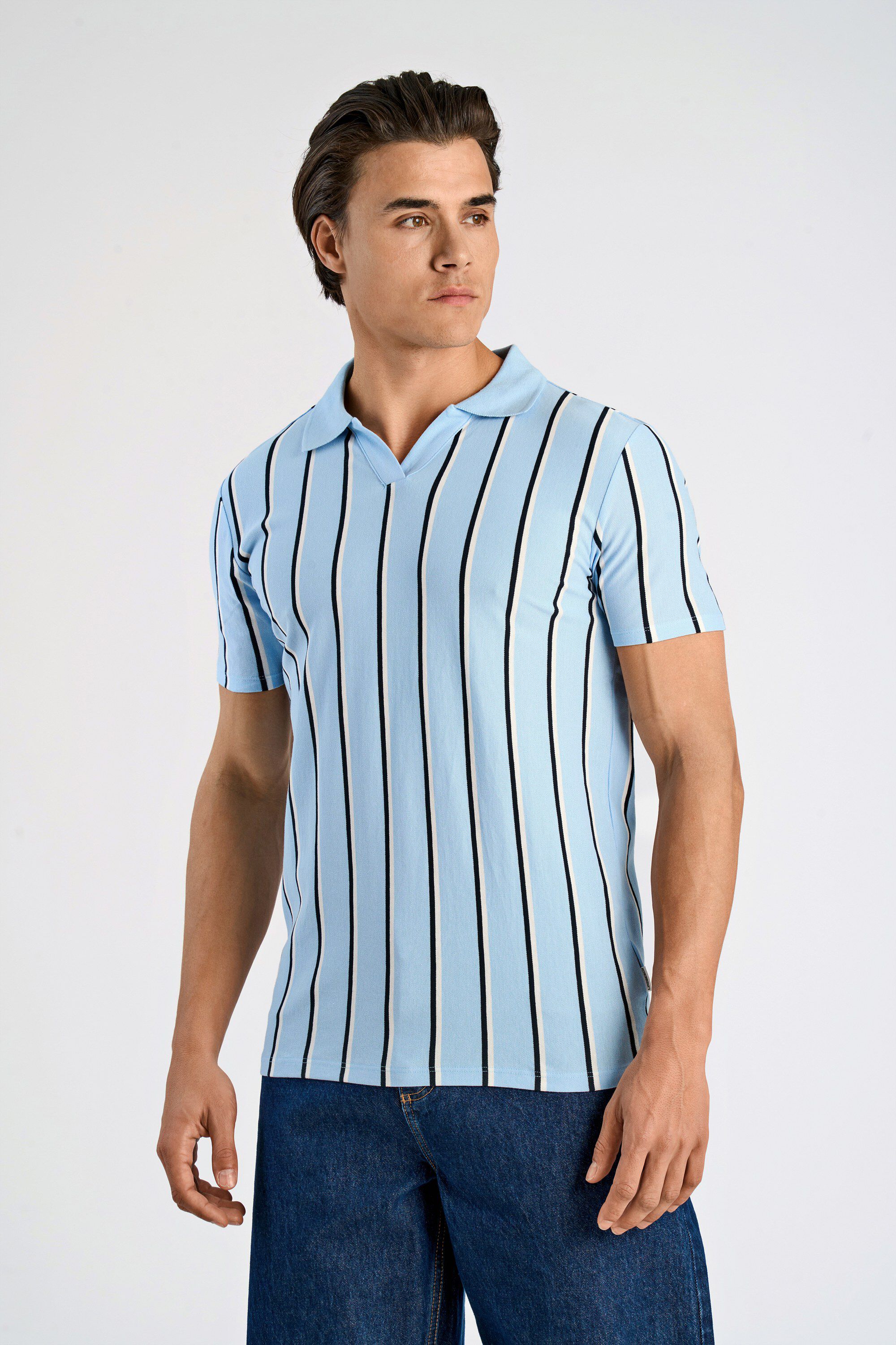 Striped piqu&eacute; polo shirt S/S