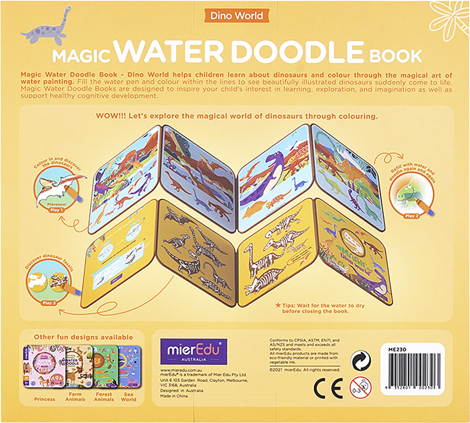 mierEdu - Mal med vand malebog - Dinosaurer