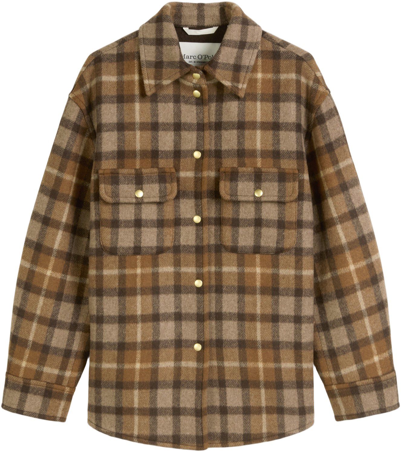 Checked shirt jacket, patched pocke