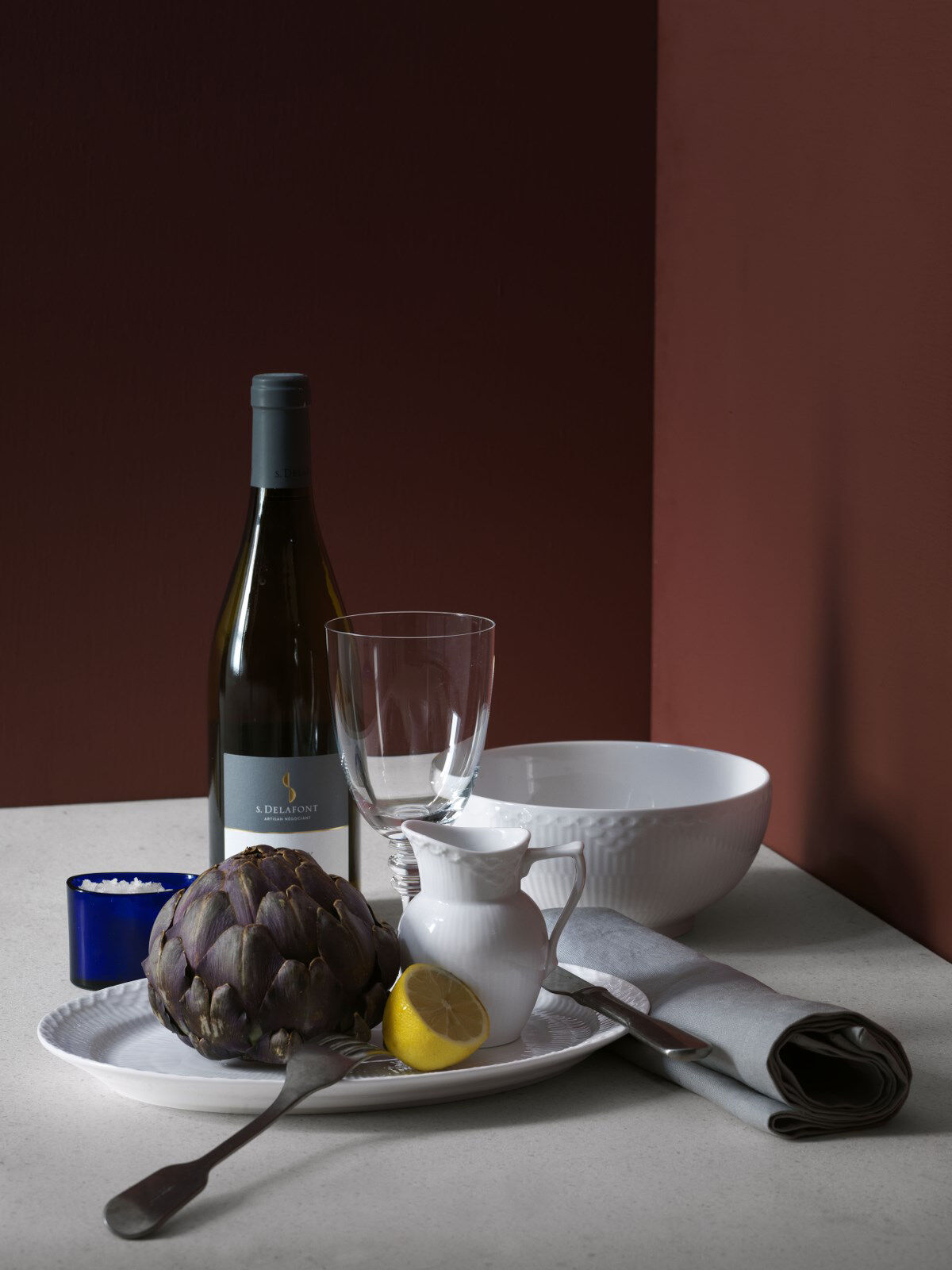 HVID RIFLET HALVBLONDE SK&Aring;L 18 CM