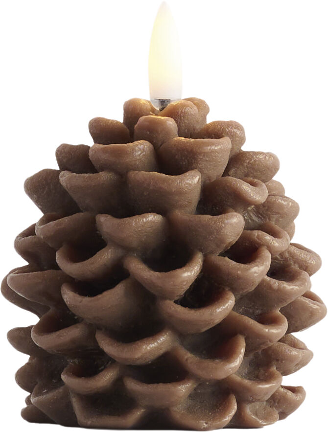 LED candle Pine cone, Brown, Smooth, 7x7 cm