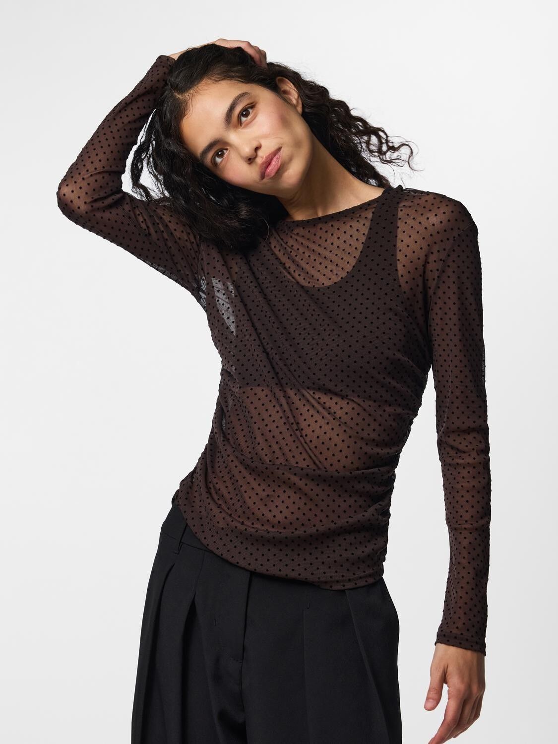 Pcbobo Ls Mesh Rouching Top Jrs Noos