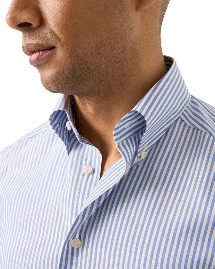 Contemporary Fit Mid blue Striped Signature Oxford Shirt