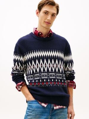 PLACED FAIRISLE WOOL BLEND CREW