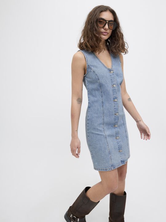 JXDORA NARA SHORT BTN DENIM DRESS D