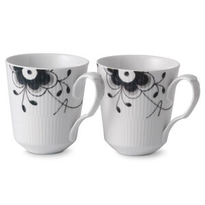 Black Fluted Mega Cups 38cl 2PK