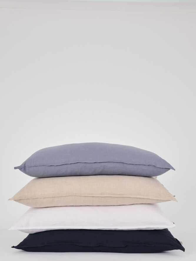 Hør vasket pude Mørkeblå 60x90