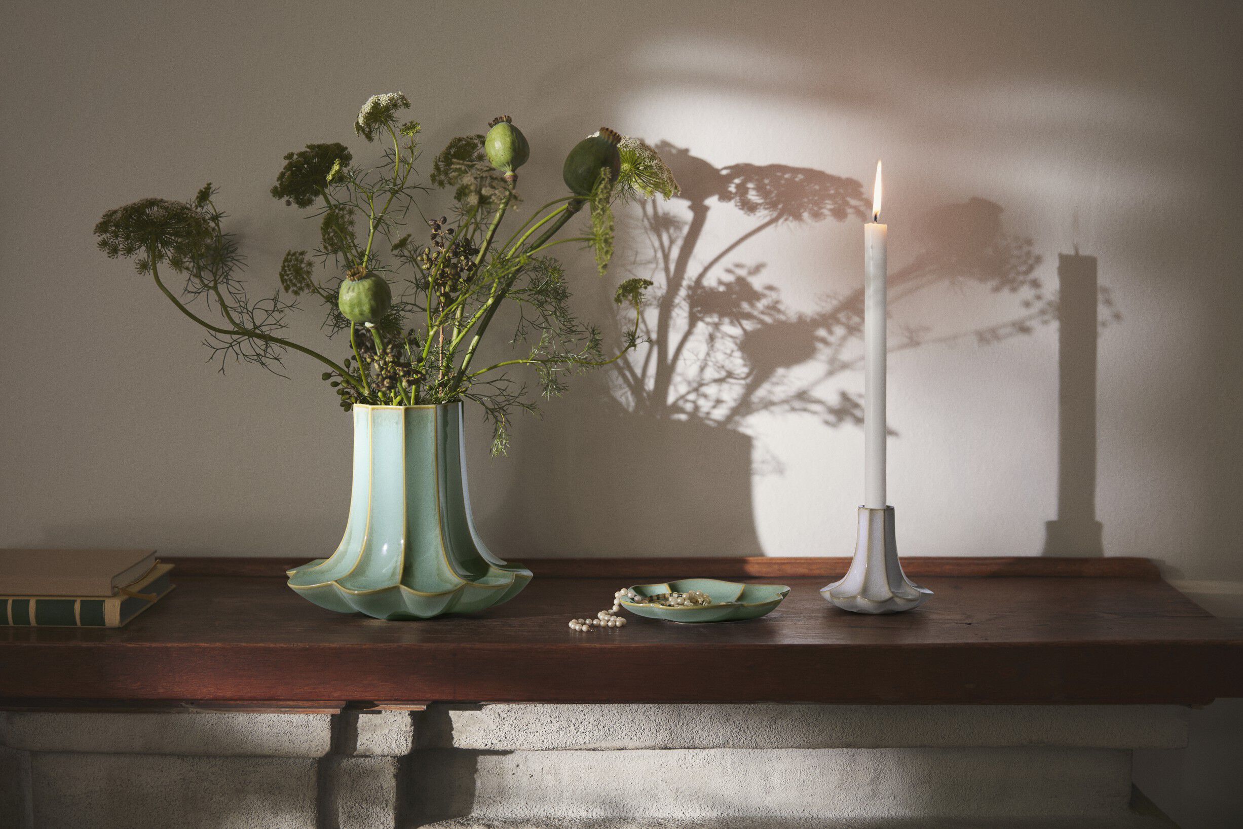 Kantarel Vase H20. 5 cm gr&oslash;n