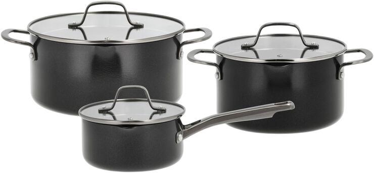Grytesett m/lokk Blavet 6 deler Aluminium/keramisk belegg