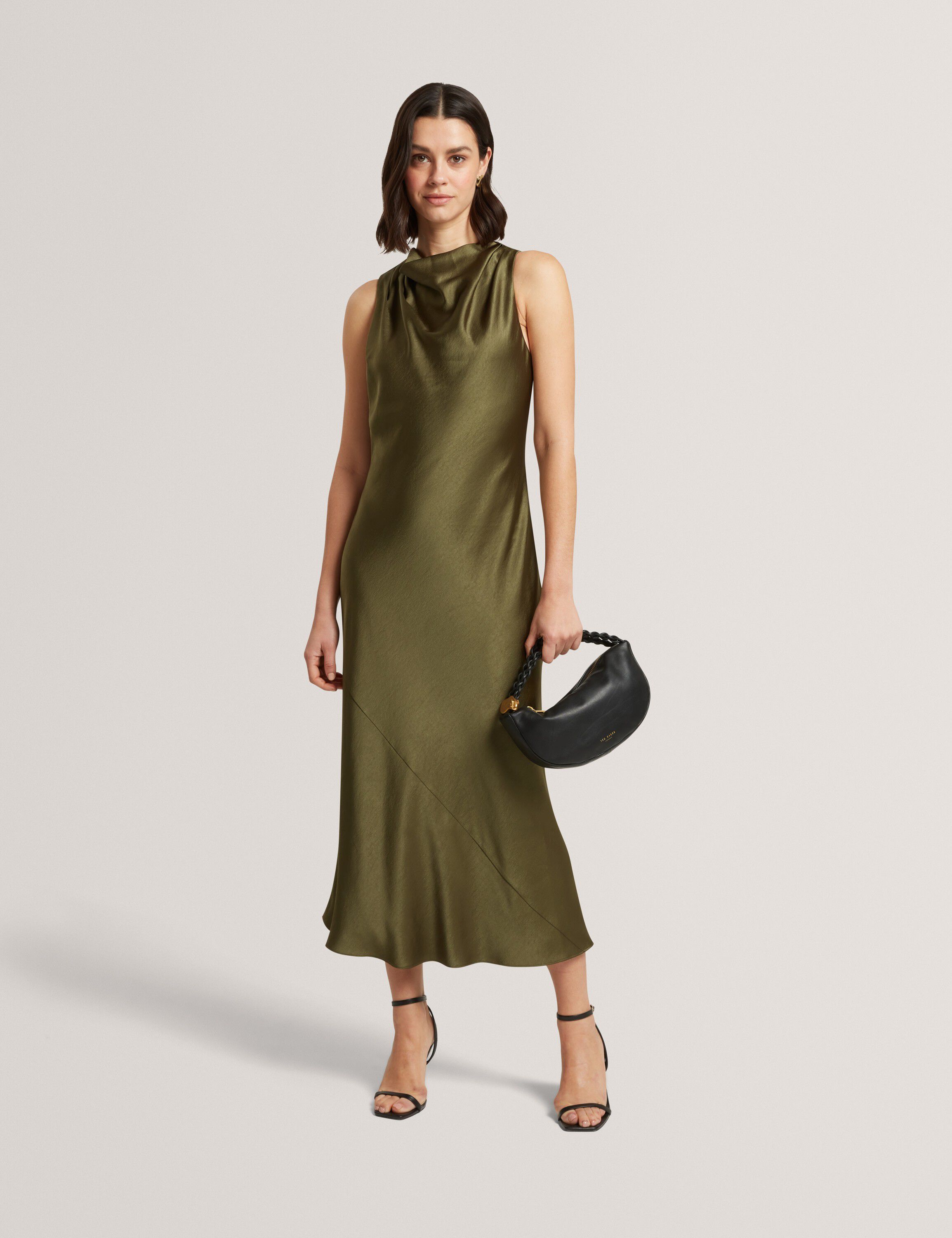 LIIMAA Drape Neck Midi Dress