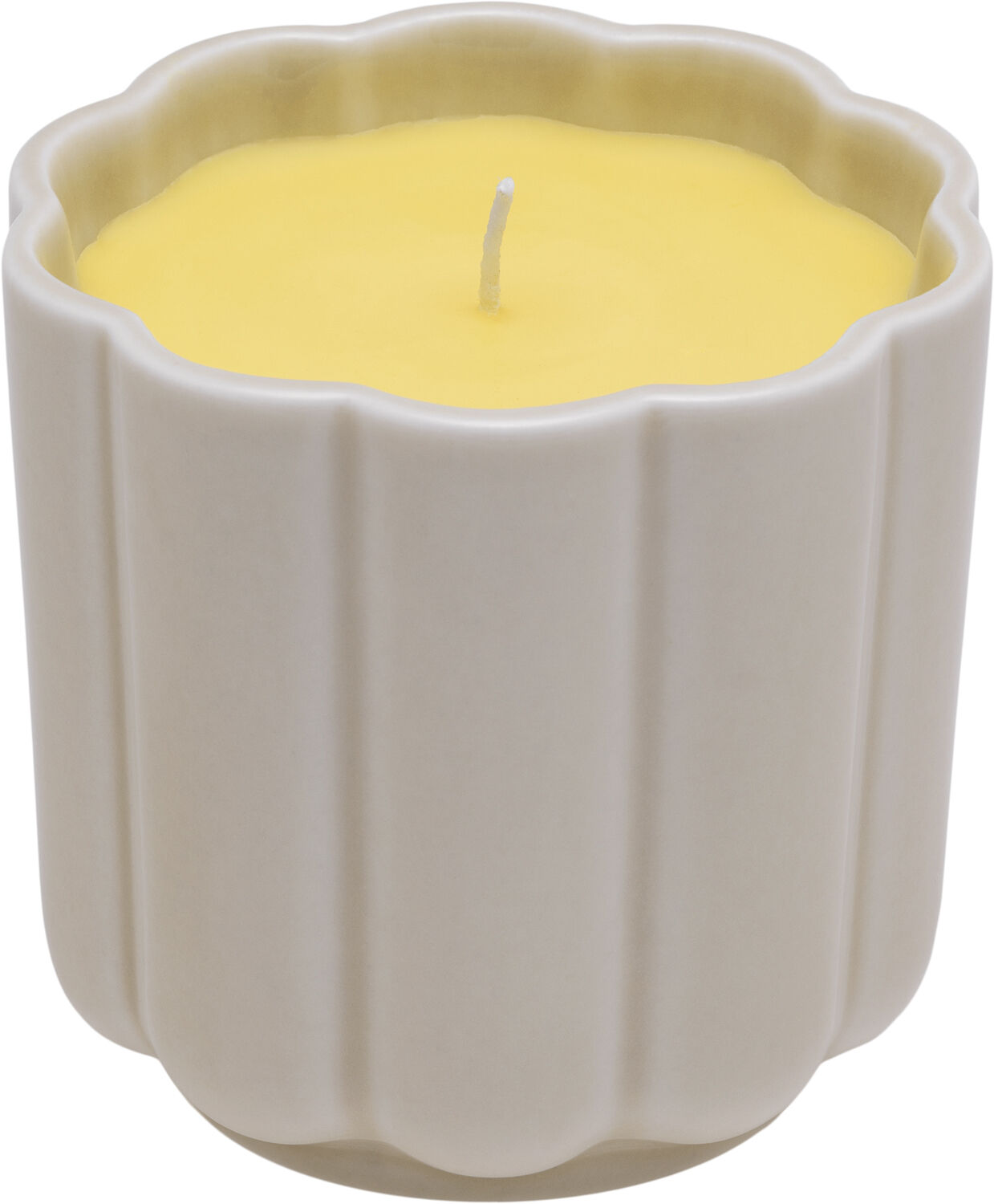 Play lys i keramikform rund beige-gul