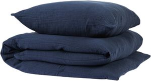 Stonewashed muslin sengesæt Navy Blazer