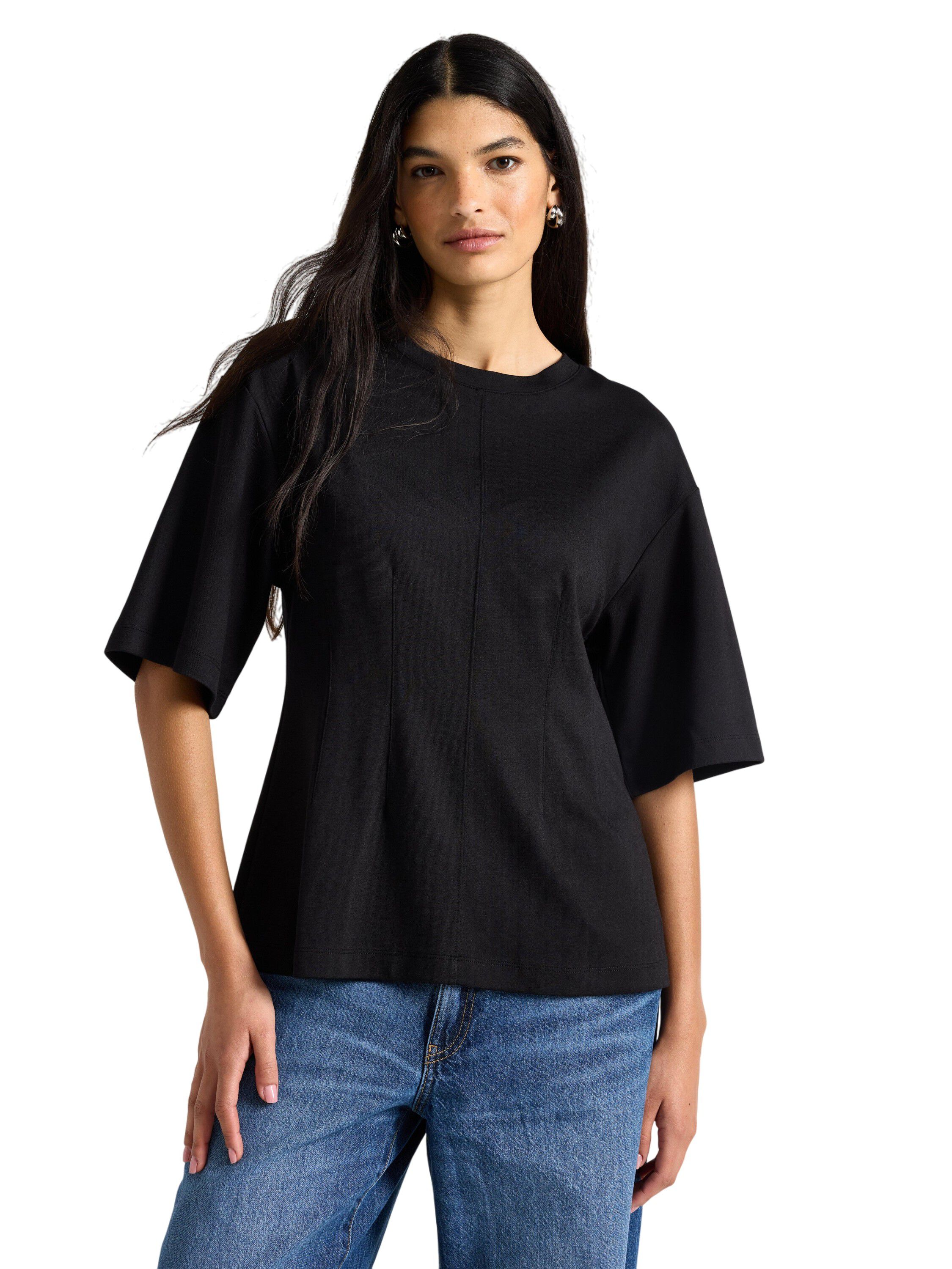 Peplumtopp i mjuk viskos med figurn